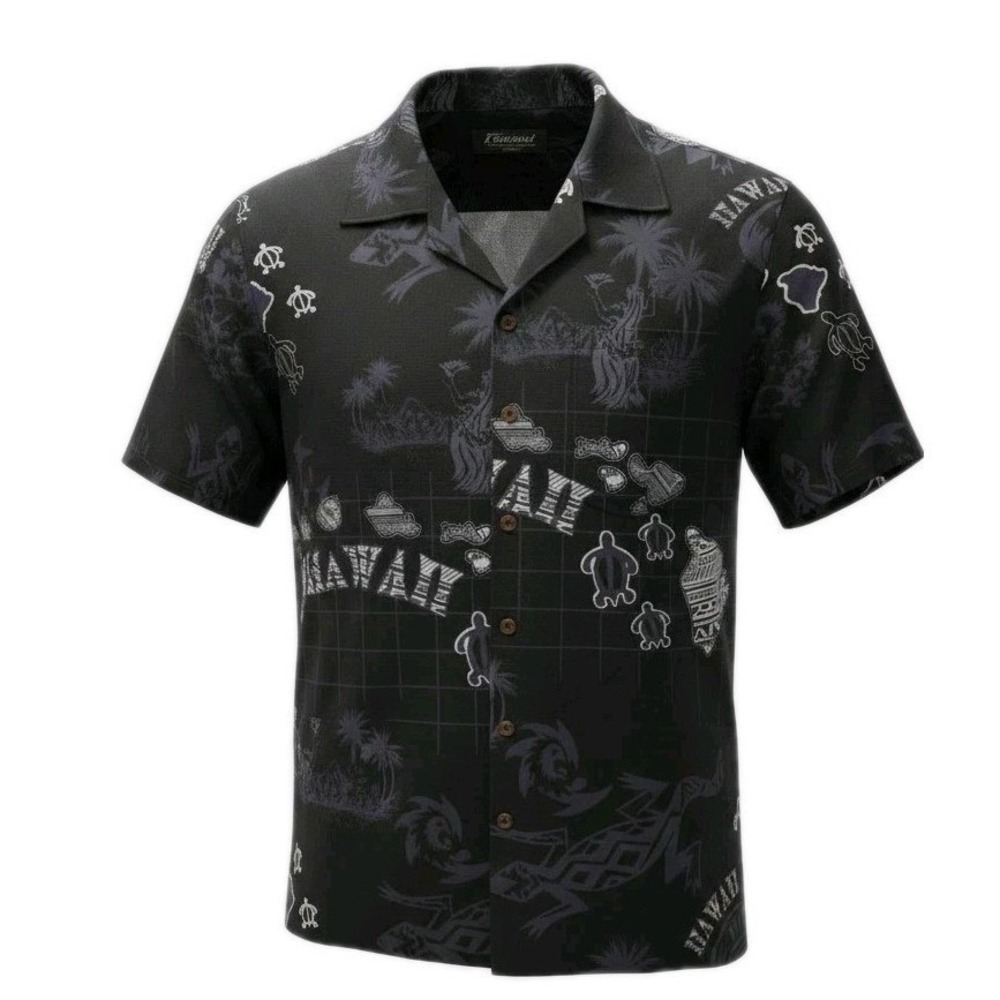 Favant Gecko Aloha Shirt XL Hawaii Short Sleeve Aloha Black Tropical Luau Party